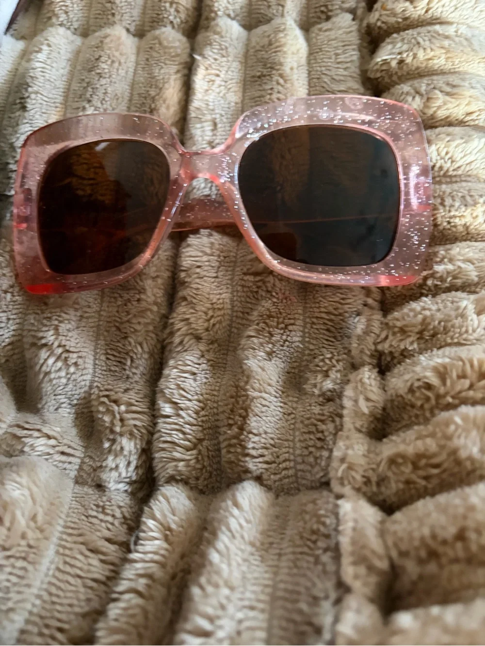 Pink Glitter Square Frame Sunglasses